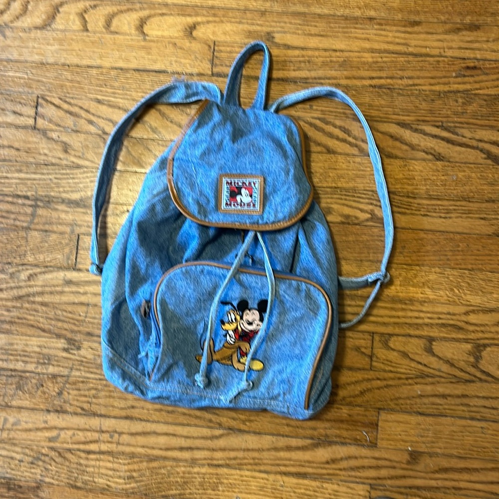 Vintage 90’s Mickey Mouse Disney denim jean backpack